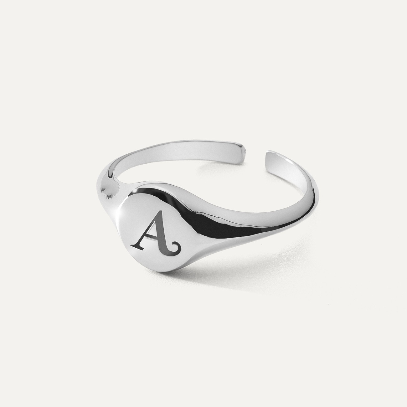 Heart ring with your letter, sterling silver 925