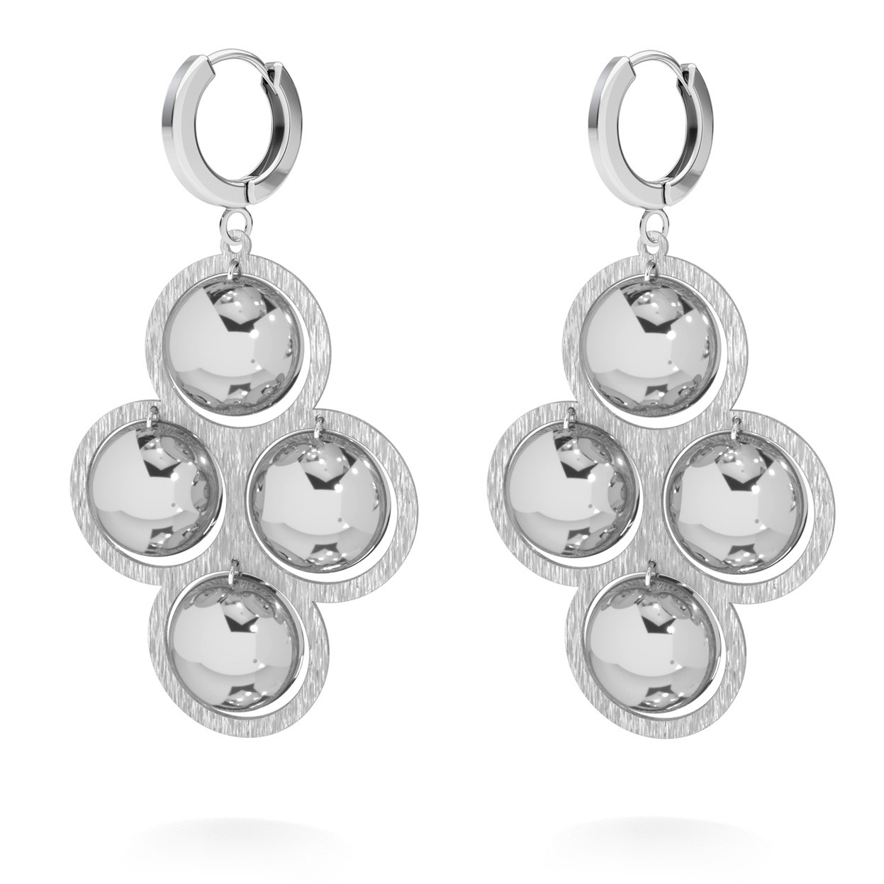 Long round earrings sterling silver 925