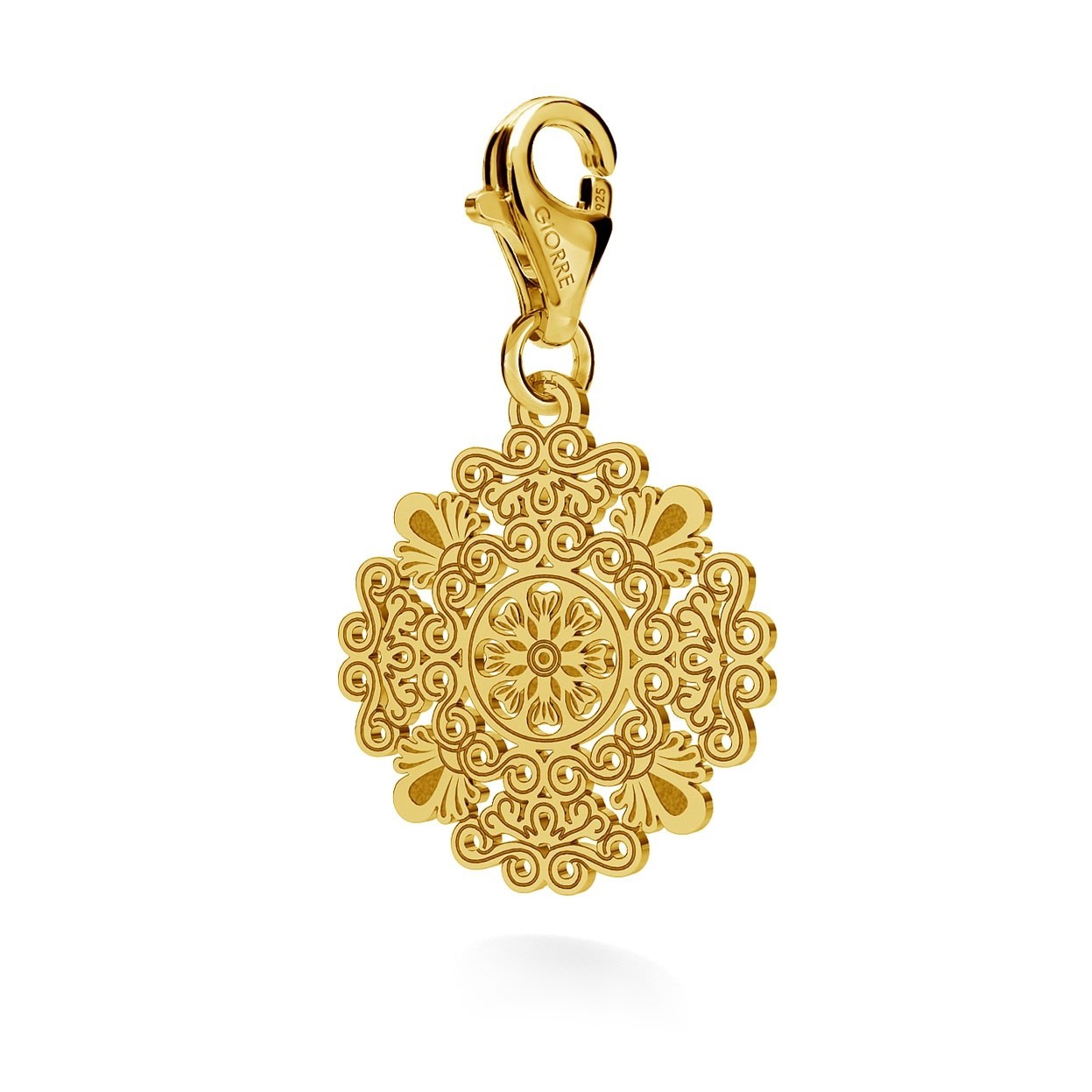 CHARM 105, OPENWORK BOHO ROSETTE, STERLING SILVER (925) RHODIUM OR GOLD PLATED