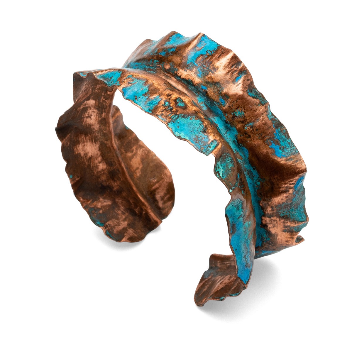 Copper bracelet with black shape