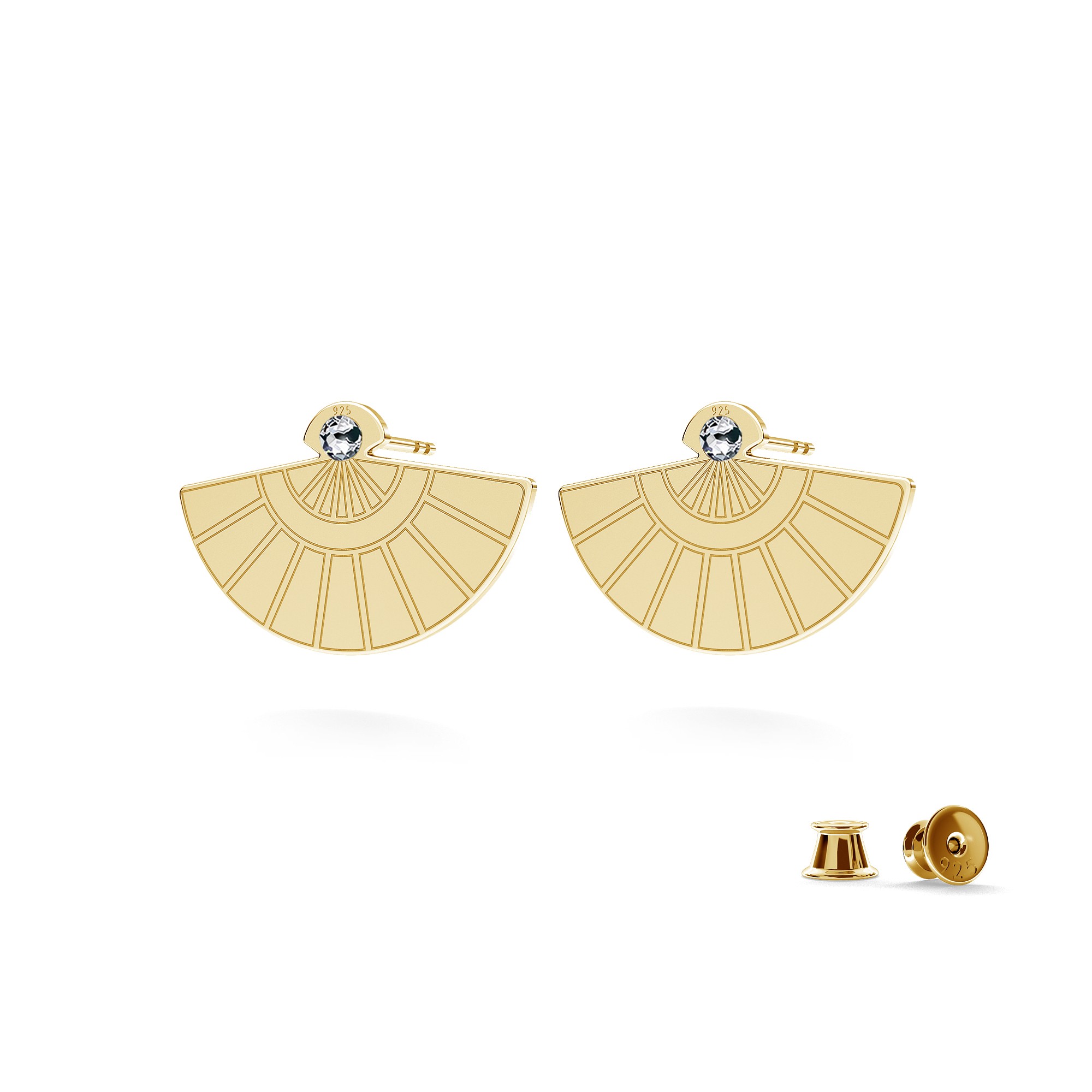 Hoop earring, hand fan with Swarovski Crystal, T°ra'vel'' sterling silver 925