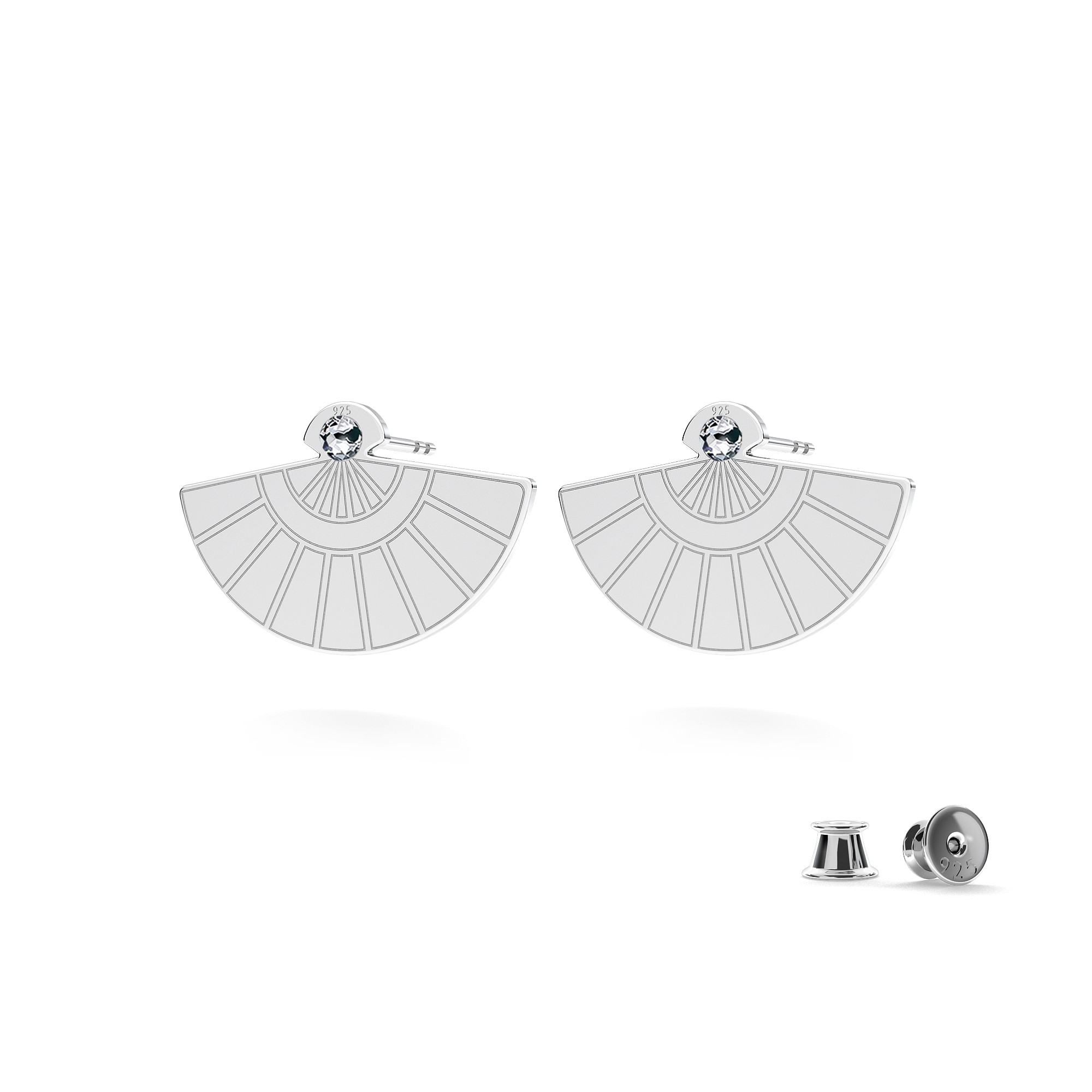 Hoop earring, hand fan with Swarovski Crystal, T°ra'vel'' sterling silver 925