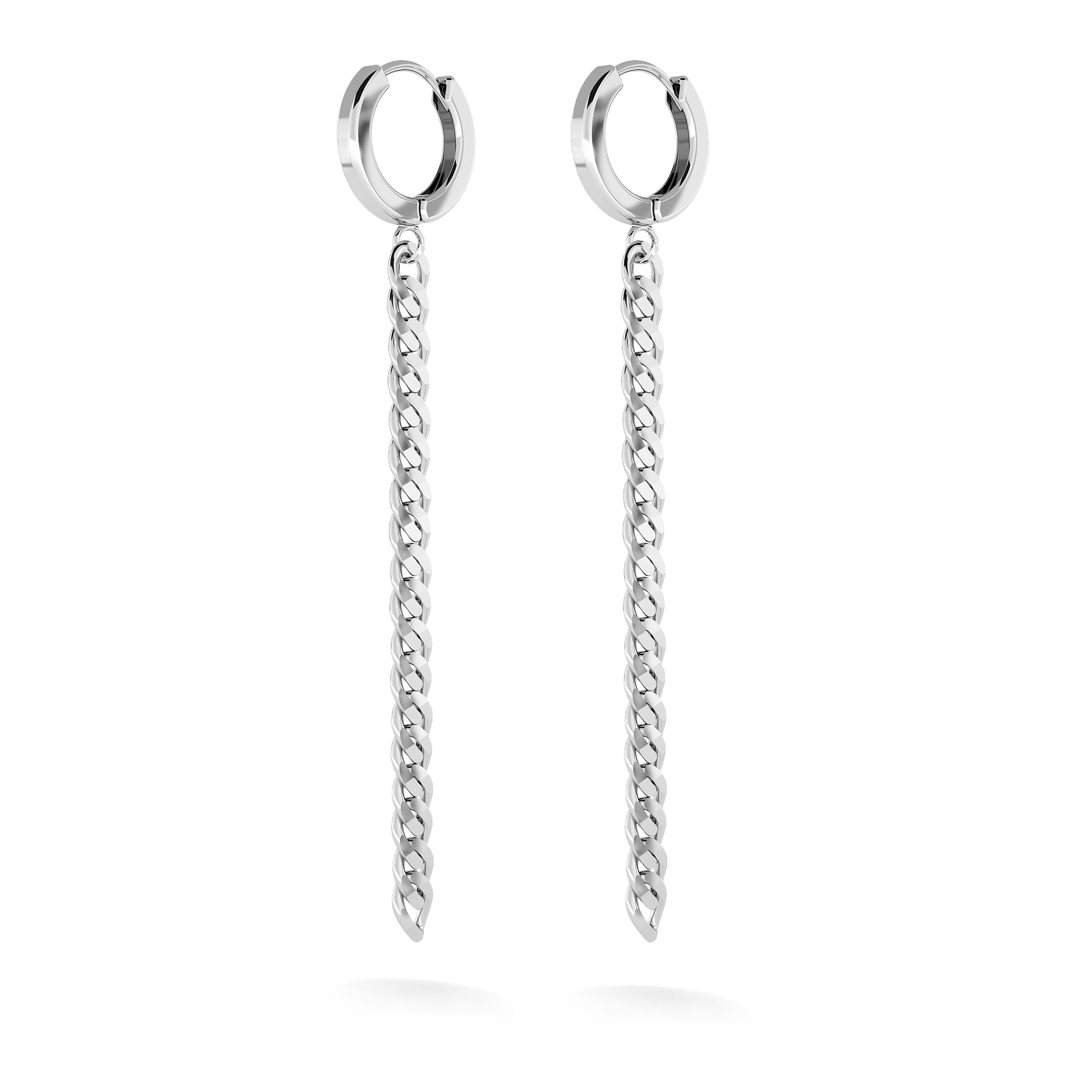 Hanging link chain earrings, T°ra'vel'' sterling silver 925