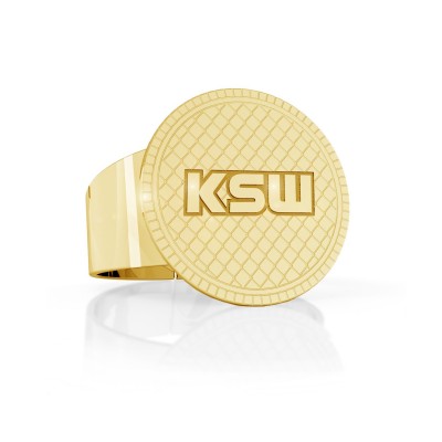 Round signet ring with KSW sign, silver 925