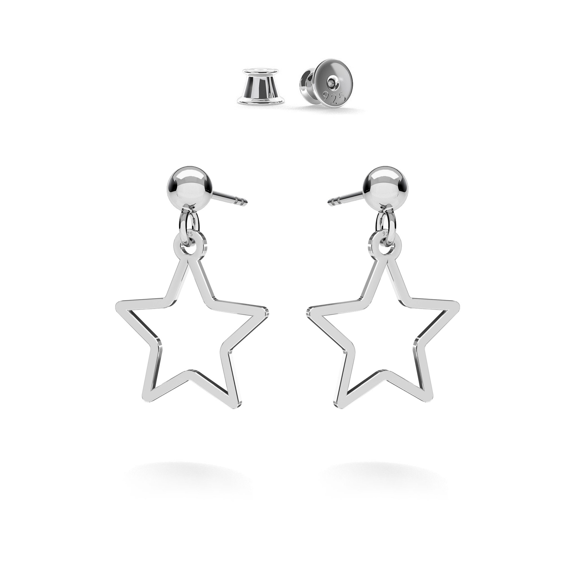 Silver openwork star drop earrings T°ra'vel'' , silver 925