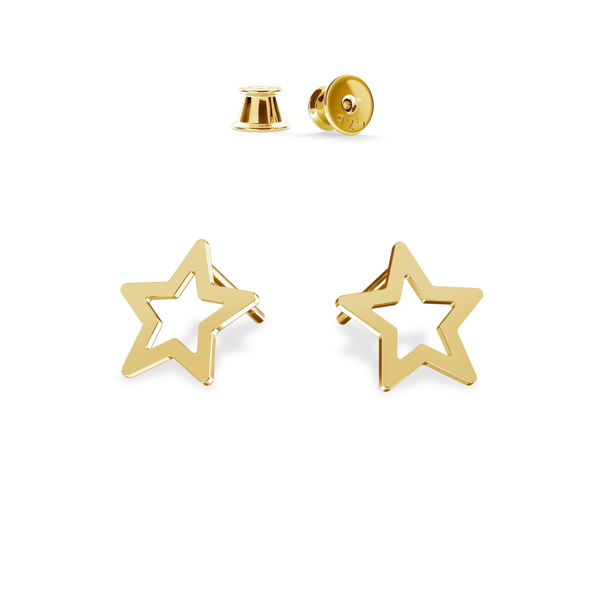 Silver openwork star stud earrings T°ra'vel'' , silver 925