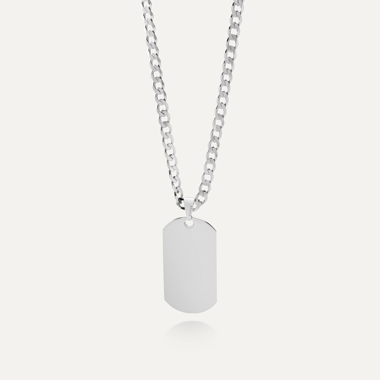 Dog tag with engrave and chain silver 925