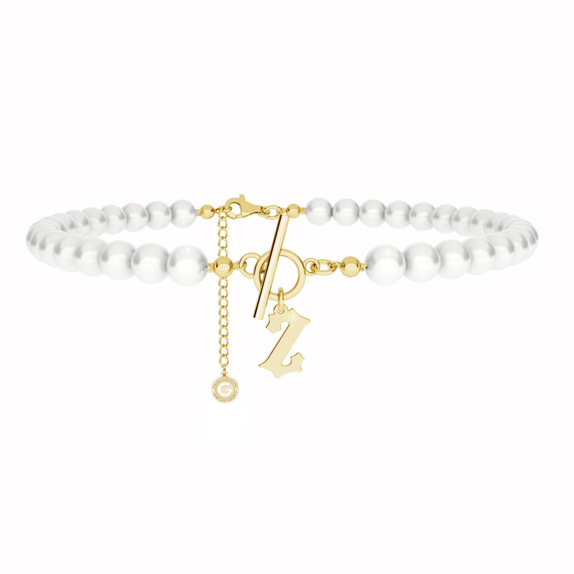 Pearls choker with your letter T°ra'vel'' , Silver 925