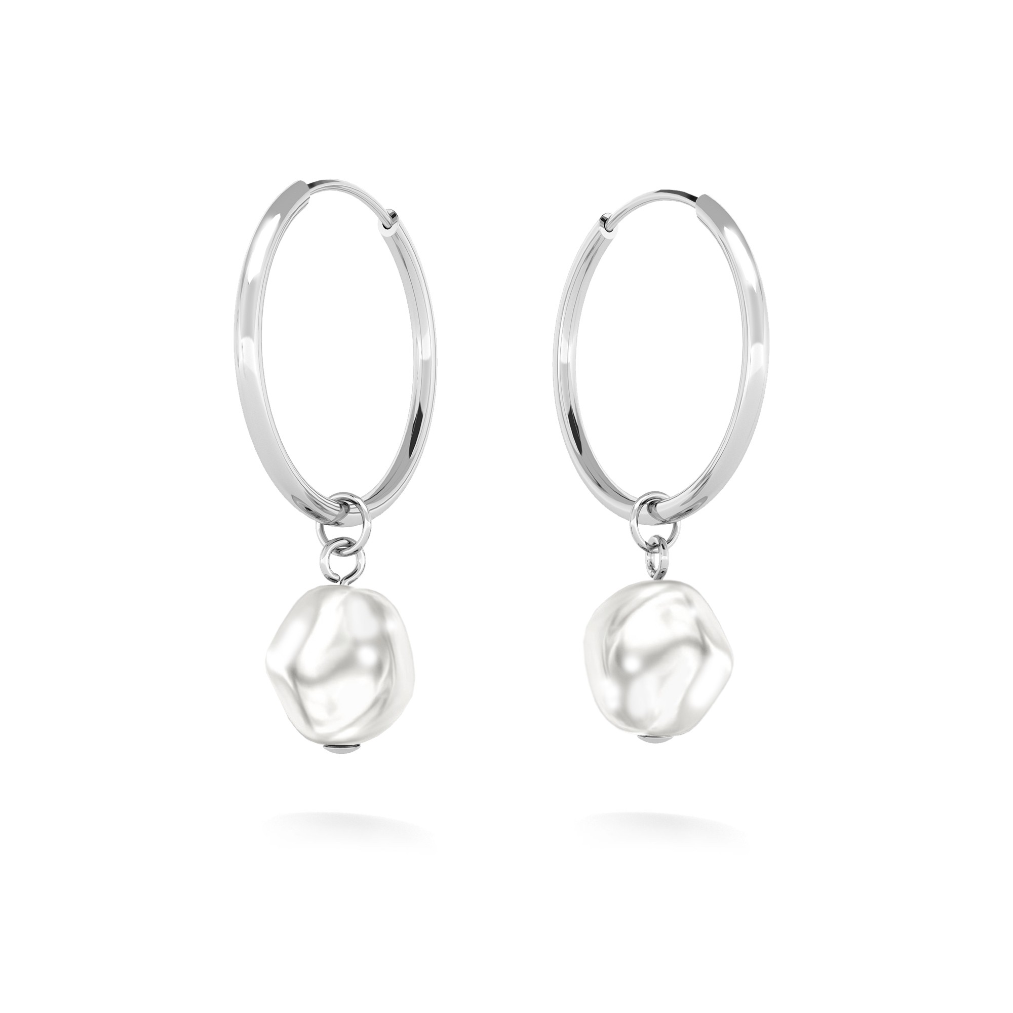 Hoop earrings with pearl, sterling silver 925