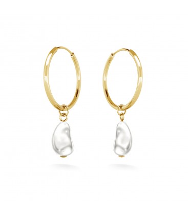 Hoop earrings with irregural pearl, sterling silver 925