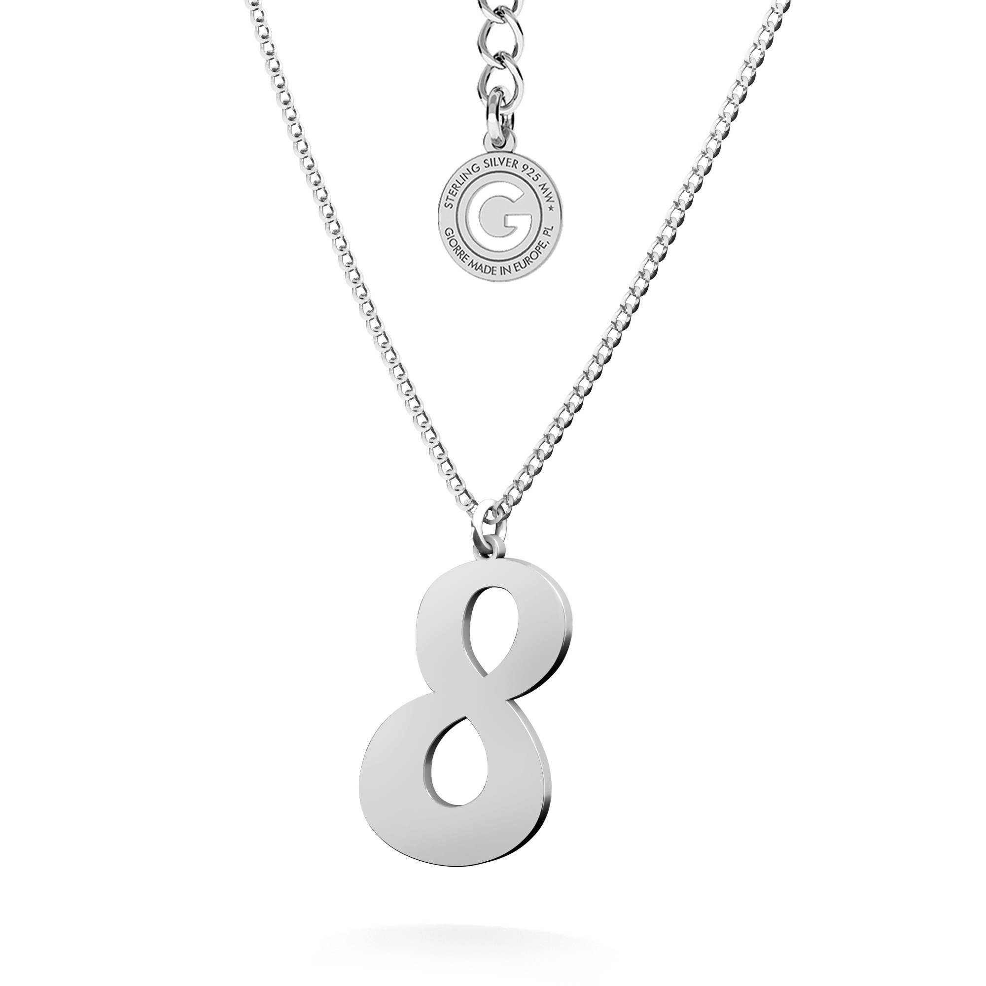 Necklace with letter, sterling silver 925