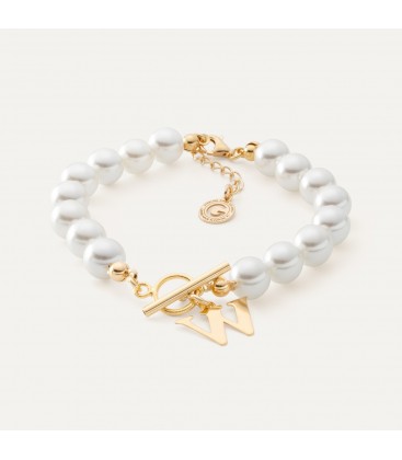 Pearls bracelet with letter, sterling silver 925