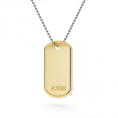 Srebrny nieśmiertelnik naszyjnik z logo KSW, łańcuch kulkowy, srebro 925