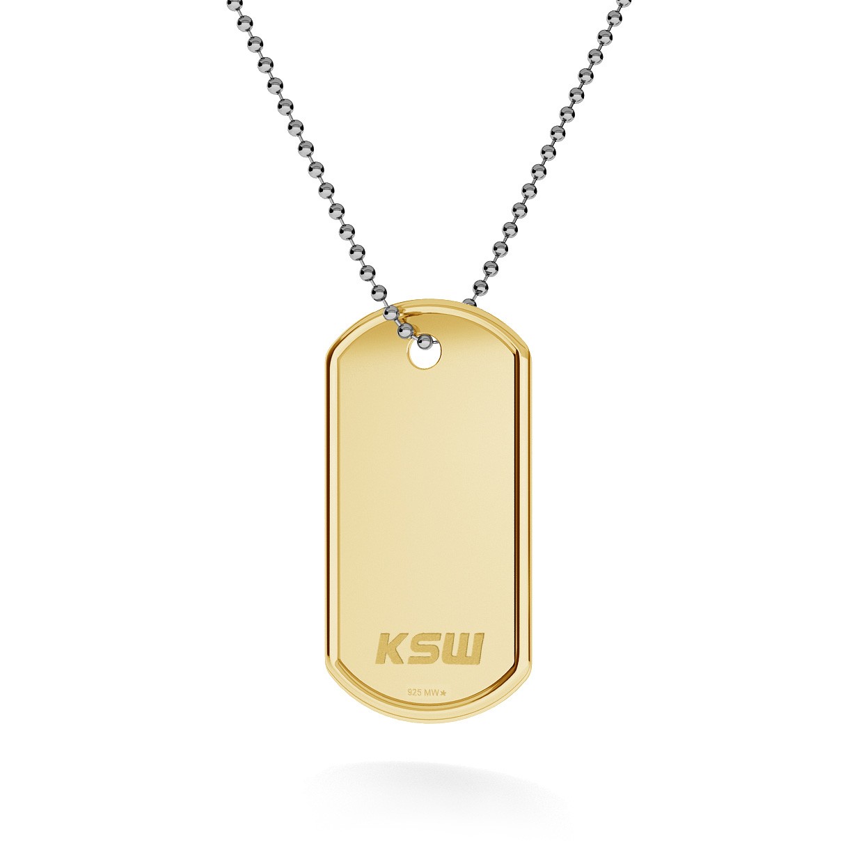 Srebrny nieśmiertelnik naszyjnik z logo KSW, łańcuch kulkowy, srebro 925