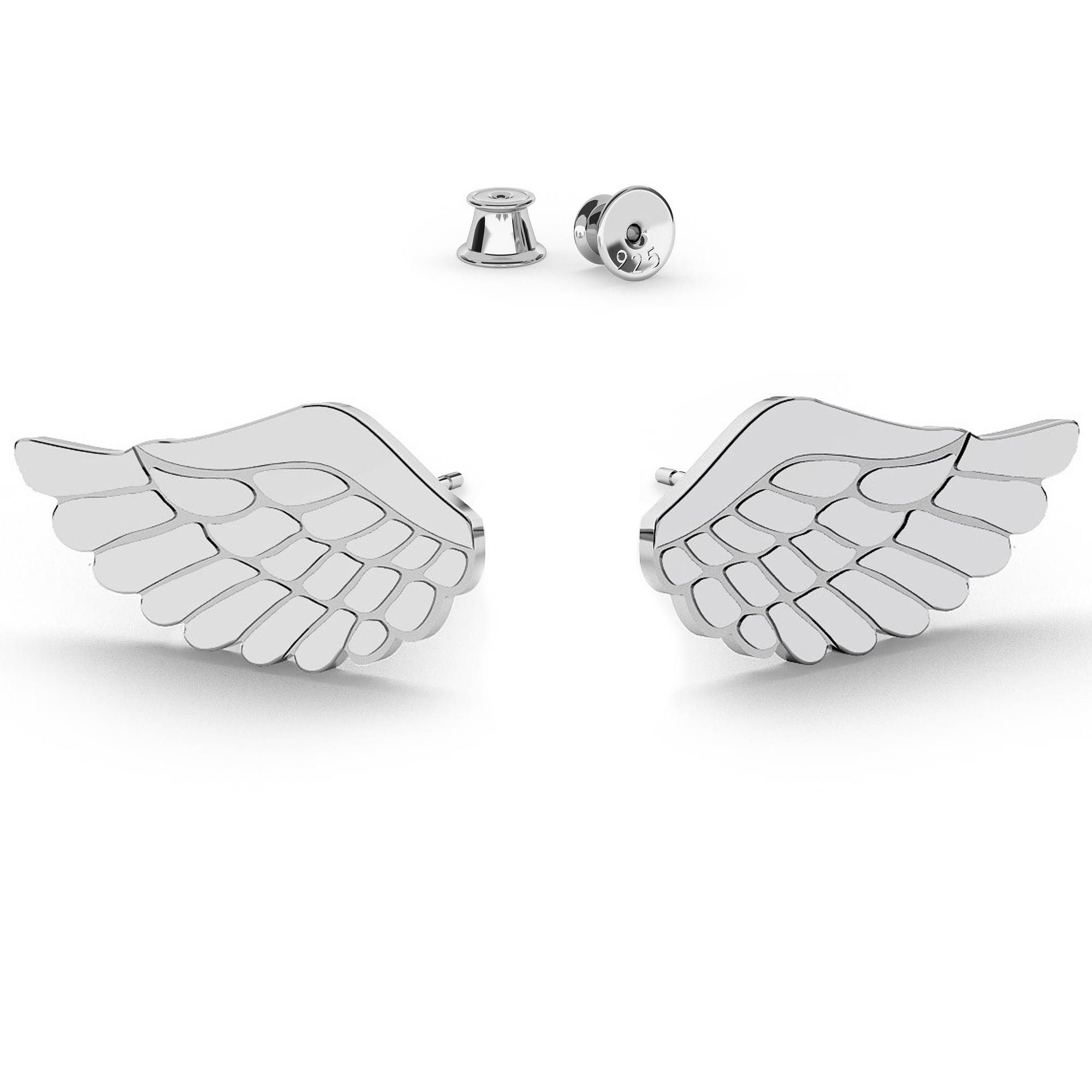Srebrne kolczyki duże skrzydła anioła, srebro 925