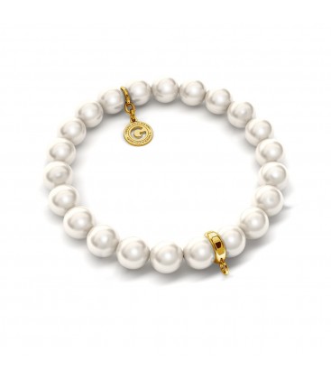 FLEXIBLE BRACELET WITH PEARLS (SWAROVSKI PEARL) FOR 1 CHARM, SILVER 925,  RHODIUM OR GOLD PLATED