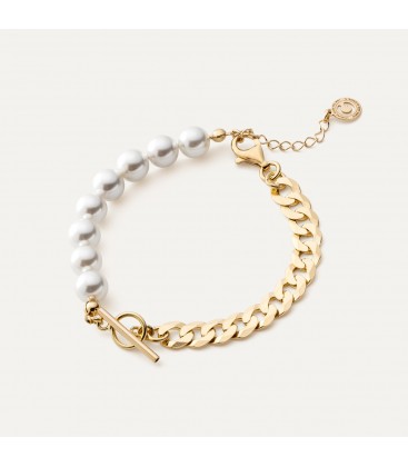 Silver chain bracelet with pearls