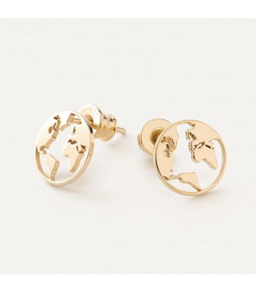 Globe stud earrings, sterling silver 925