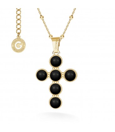 Cross necklace with pearls, silver 925 & GAVBARI