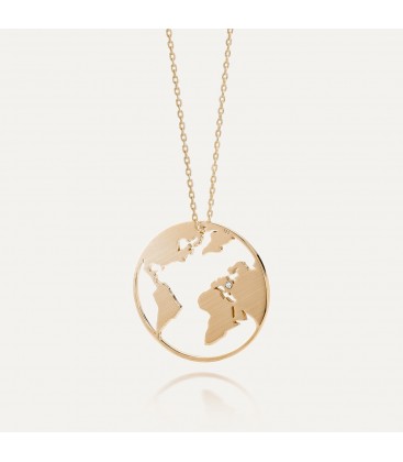 Silver globe necklace, satin-finished