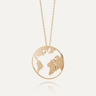 Mapa del mundo collar plata 925