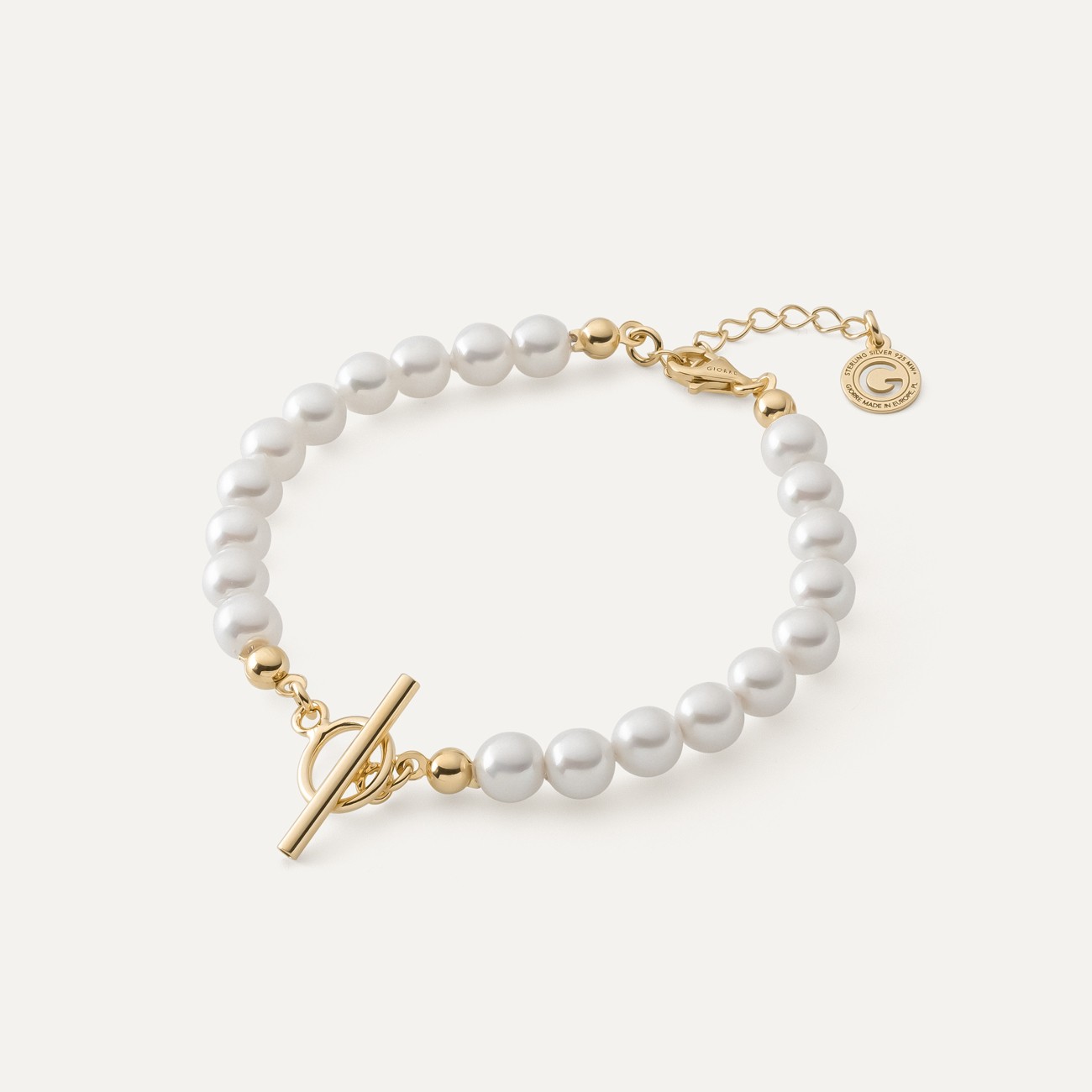 Pearls bracelet with your letter, Silver 925