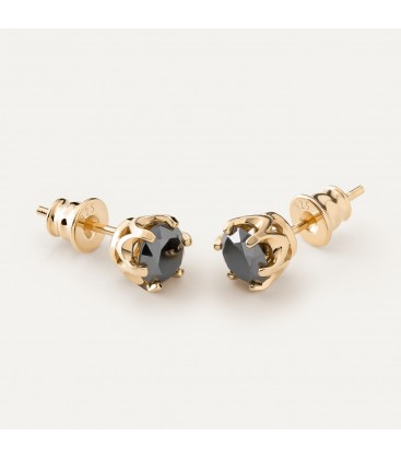 6 mm black diamond earrings, sterling silver 925