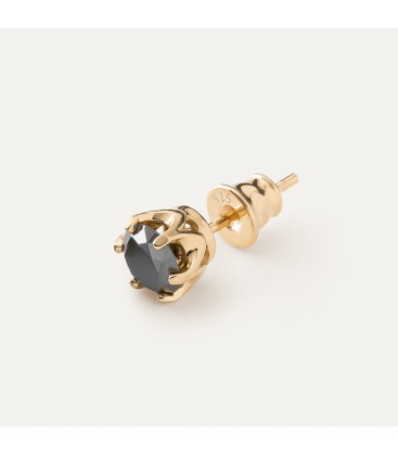 Men's earring 6mm black diamond 925