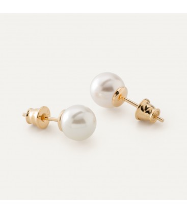 Stud earrings with white pearl, sterling silver 925