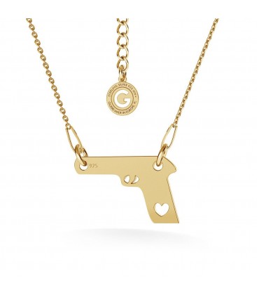 Gun with heart necklace