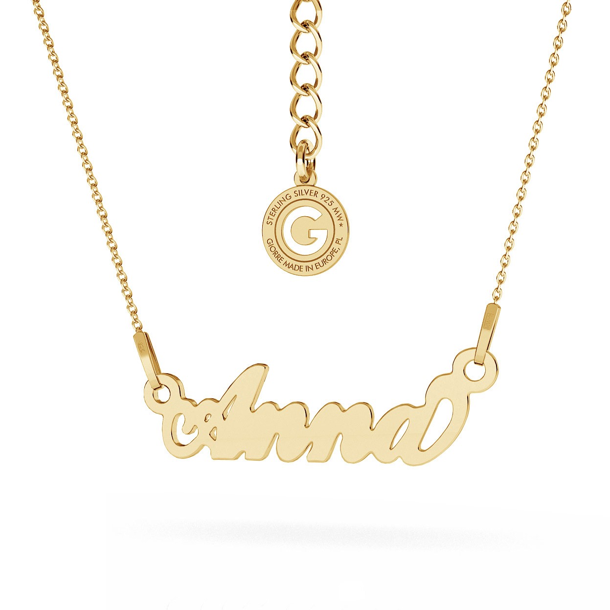 CARRIE STYLE NAME NECKLACE, RHODIUM OR 24K / 18K GOLD PLATED