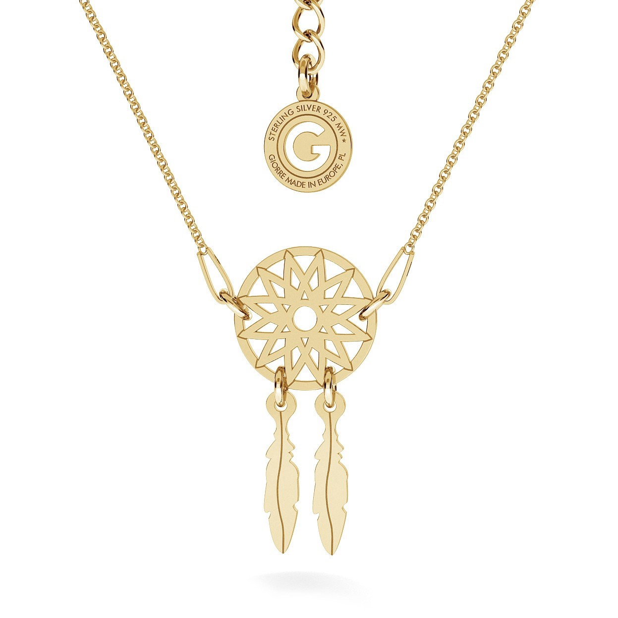 DREAM CATCHER NECKLACE, RHODIUM OR 24K / 18K GOLD PLATED