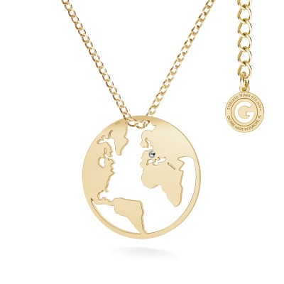 Mapa del mundo collar plata 925