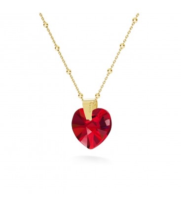 Gold plated necklace with heart crystals