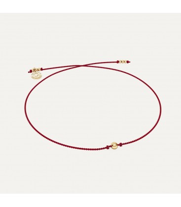 Red cord bracelet with 4 mm BALL sterling silver 925