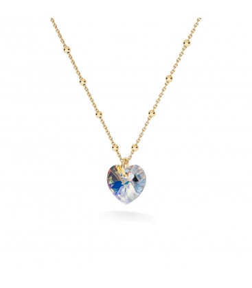 Gold plated necklace with heart crystals