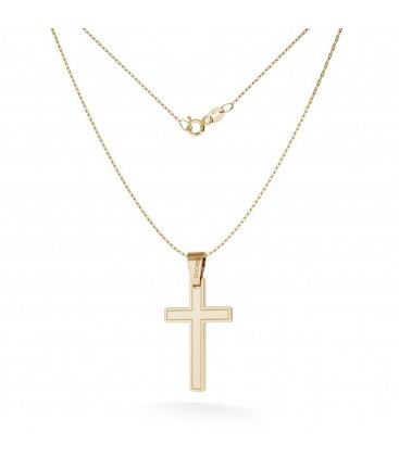 Collana croce semplice senza immagine con cornice, incisione oro 585, modello 27