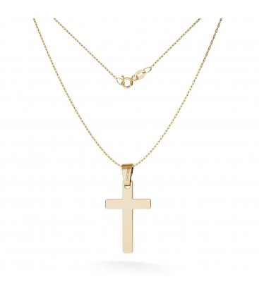 Collana croce semplice senza immagine, incisione oro 585, modello 26