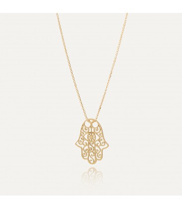 Gold celebrity necklace - hand of fatima