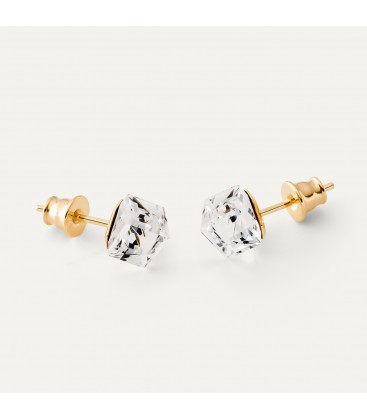 CUBE EARRINGS, SWAROVSKI 4841 MM 6, RHODIUM OR GOLD PLATED