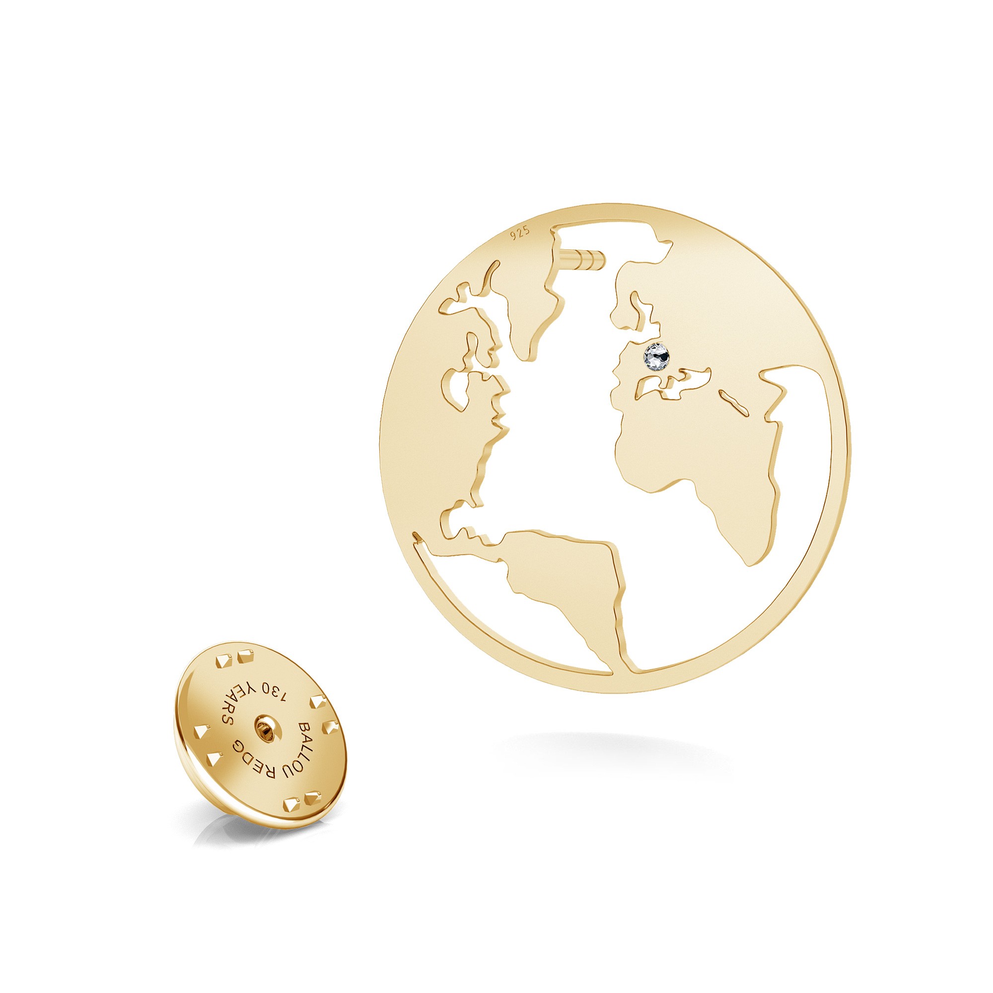 Globe lapel pin T°ra'vel'' 925 Swarovski