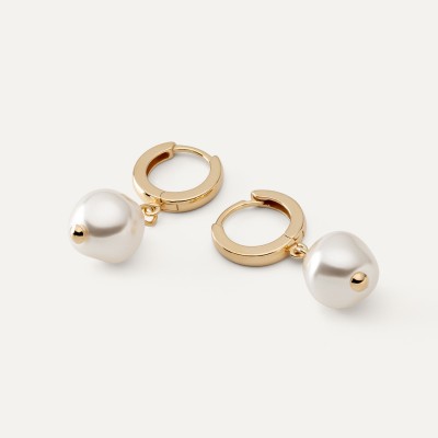 Earring with irregular pearl, T°ra'vel'' sterling silver 925