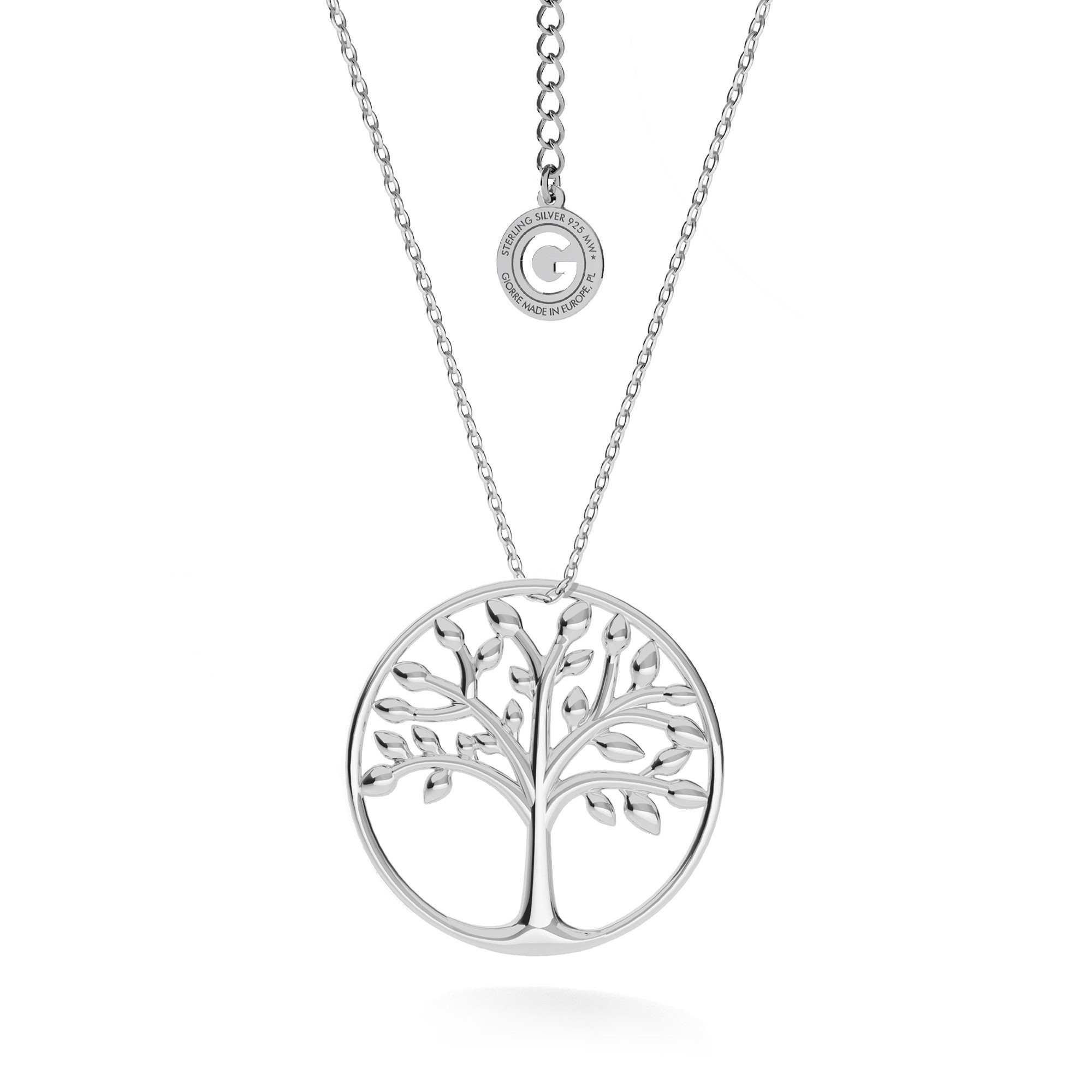 Srebrny naszyjnik drzewo szczęścia w okręgu, srebro 925