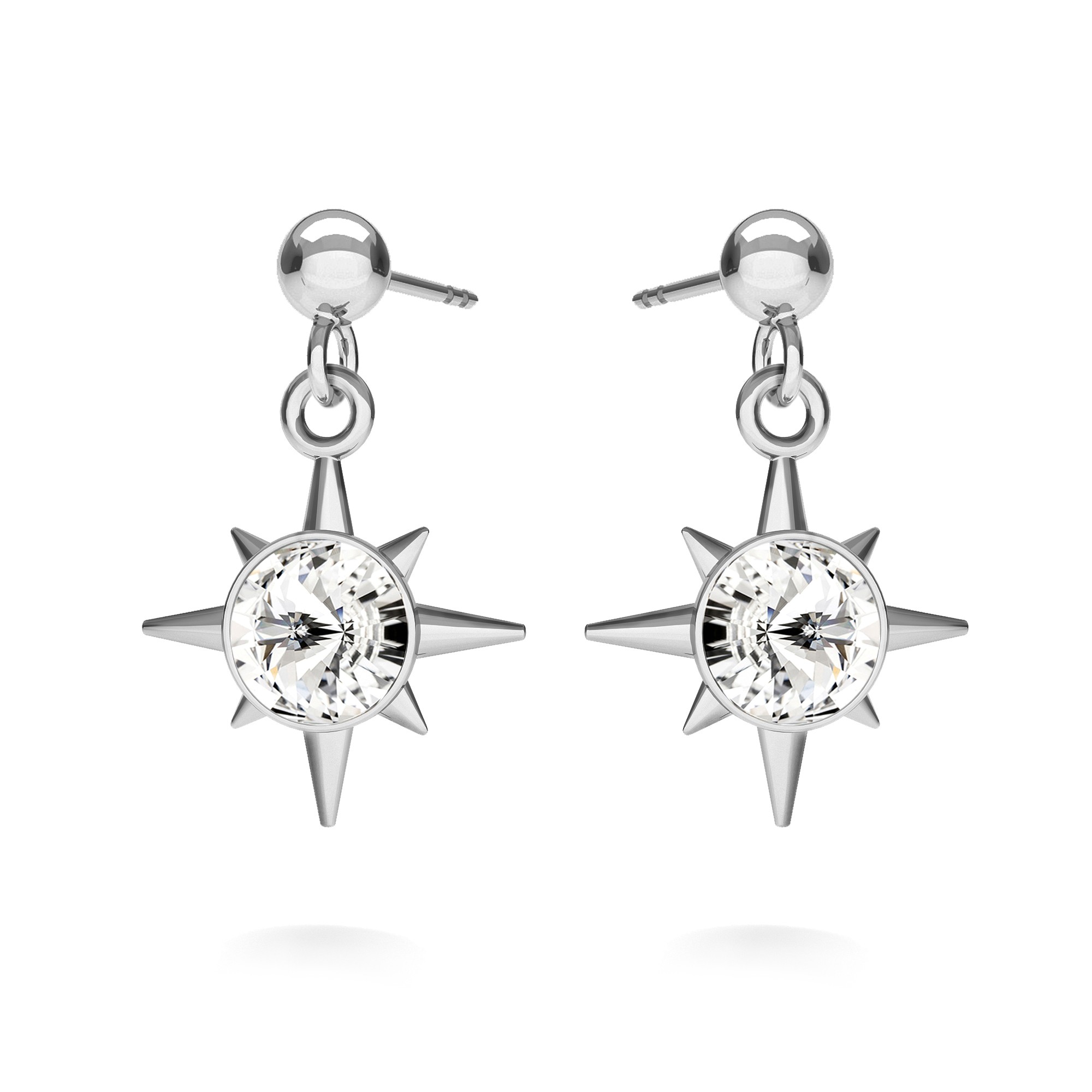 T°ra'vel'' earrings - star with crystal, sterling silver 925