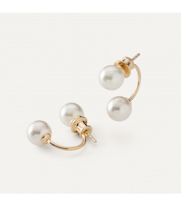 Front & back earrings with pearls, silver 925