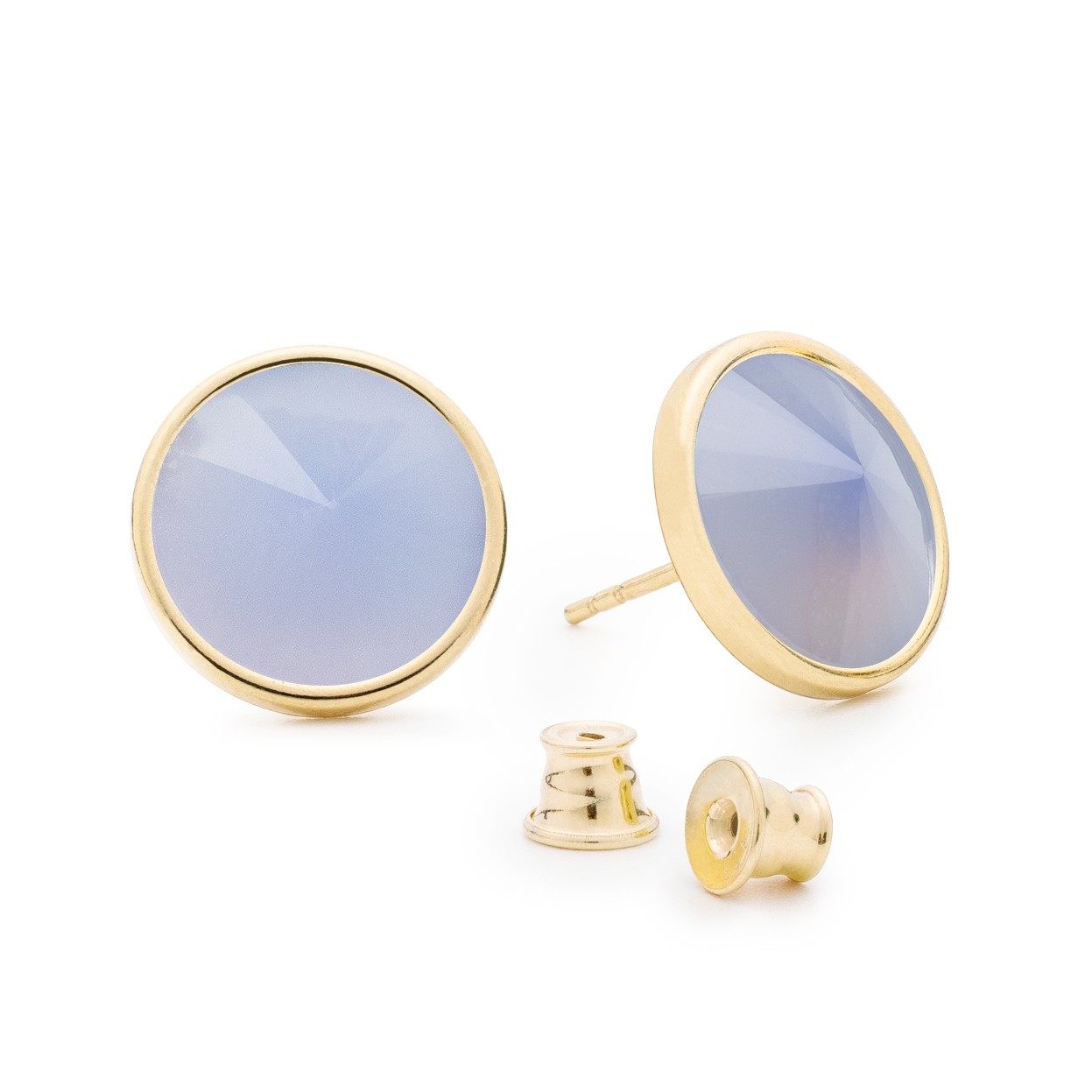 Earrings with round natural stone, 925