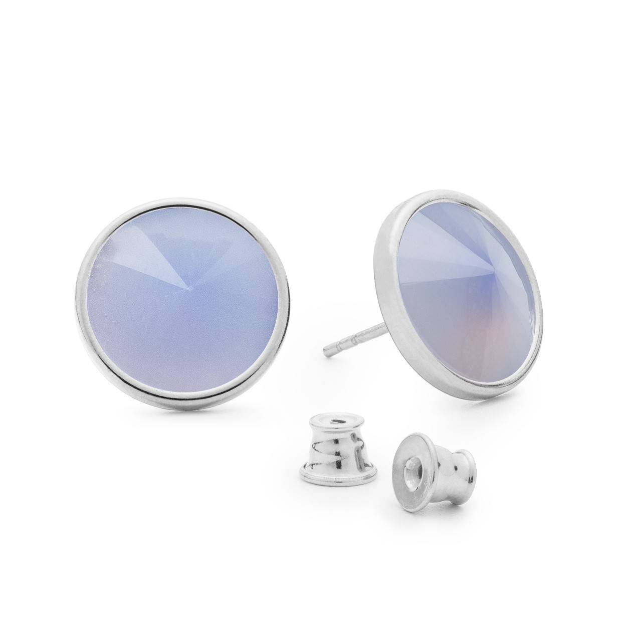 Earrings with round natural stone, 925
