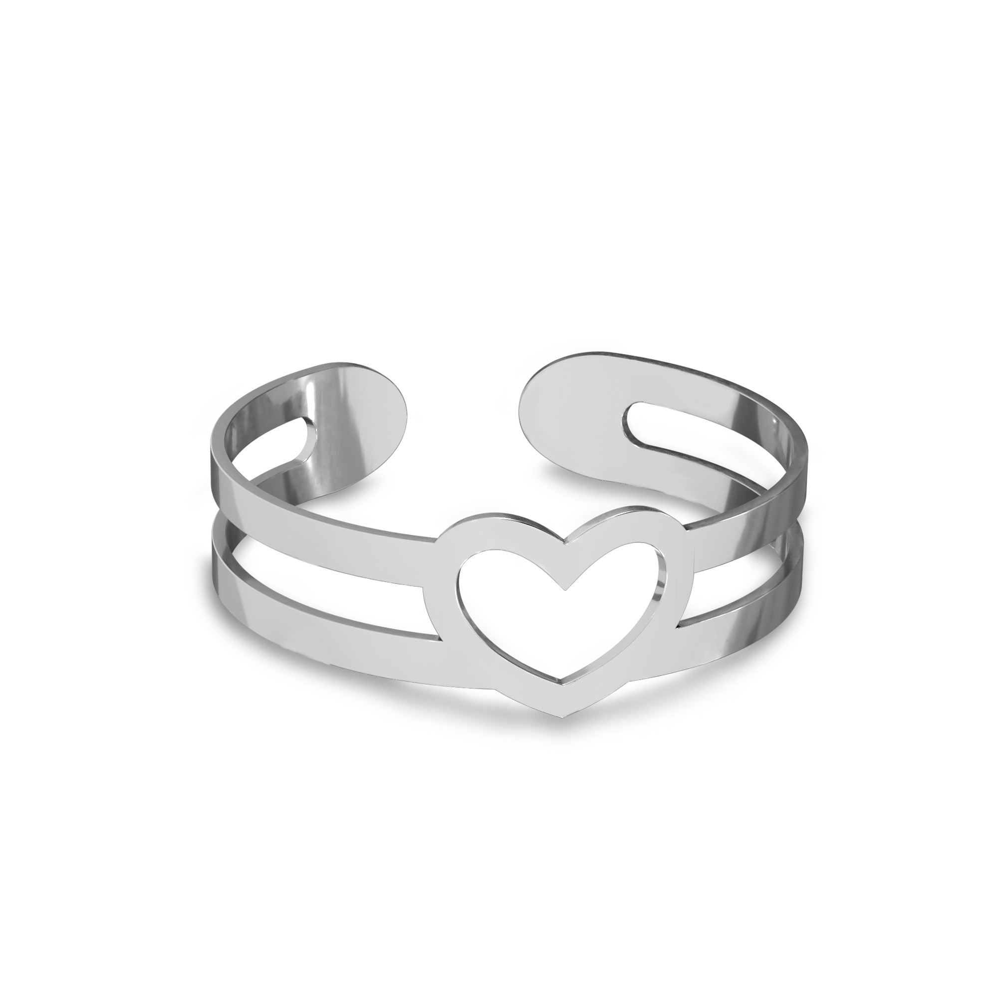 Knuckle ring with heart, sterling silver 925