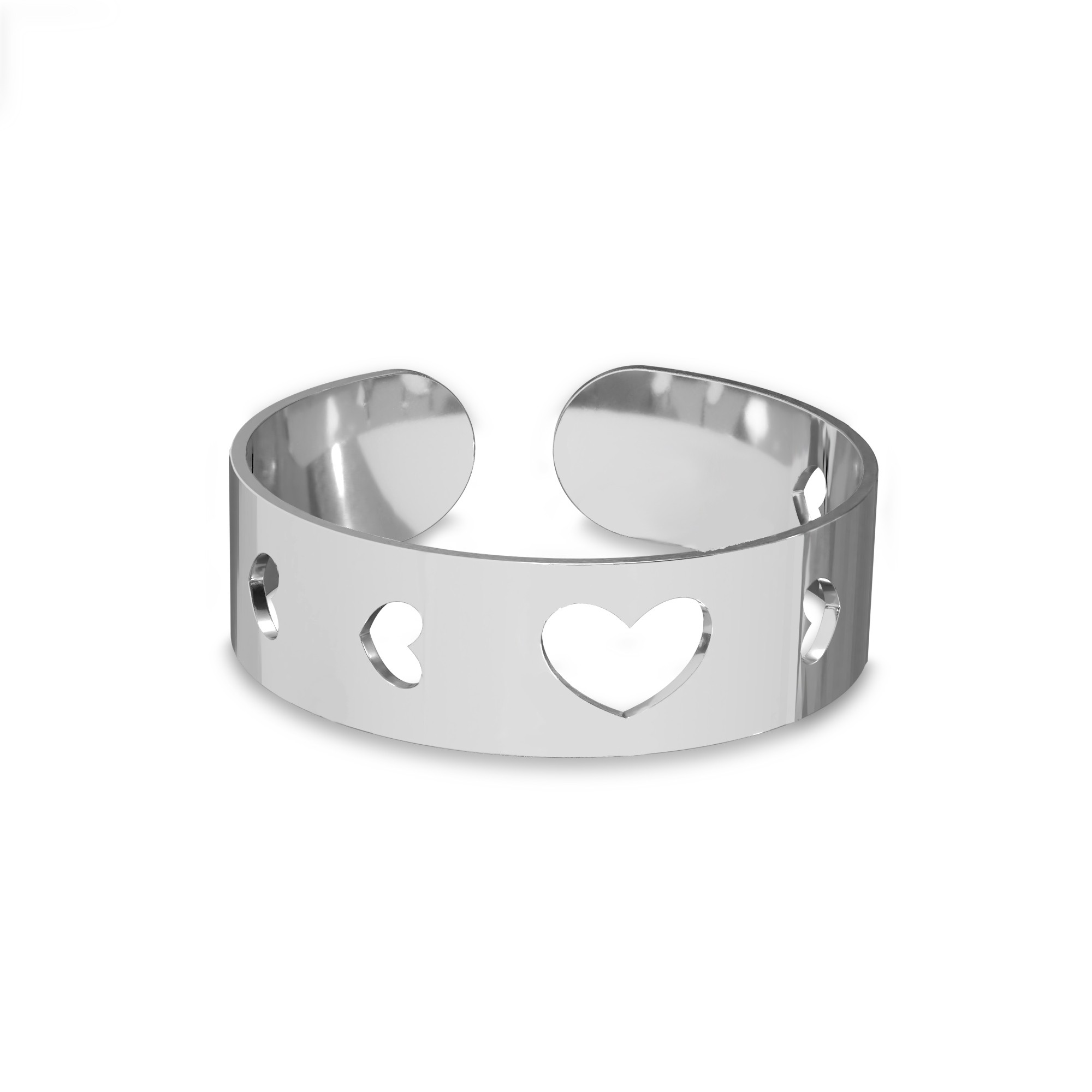 Knuckle ring with heart, sterling silver 925