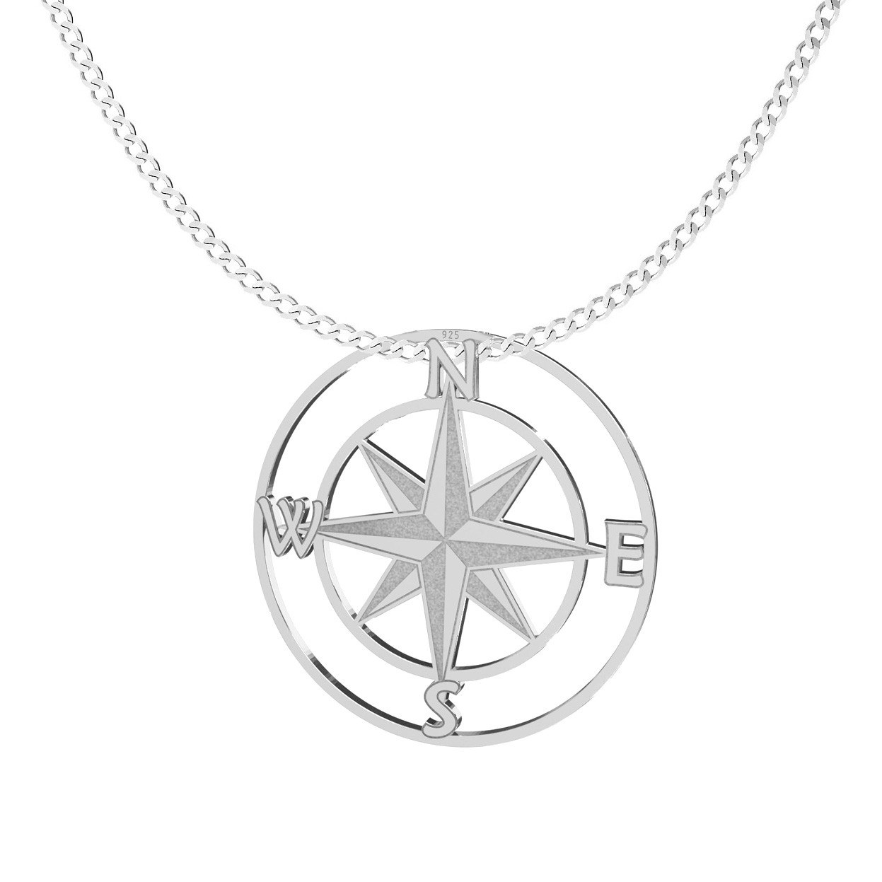 Wind rose necklace, sterling silver 925